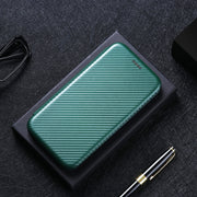 For DOOGEE N20 Pro Carbon Fiber Texture Horizontal Flip TPU + PC + PU Leather Case with Card Slot(Green)