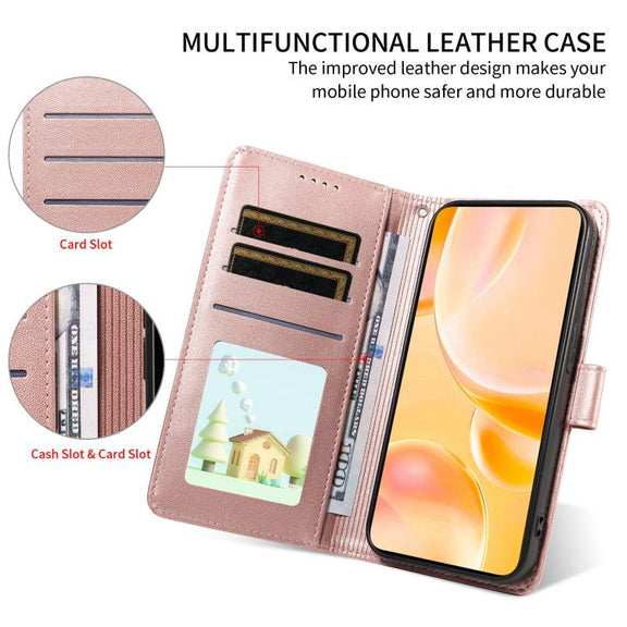 For Motorola Edge 50 Fusion 5G Embossed Heart Dog RFID Blocking Wallet Leather Phone Case(Rose Gold)