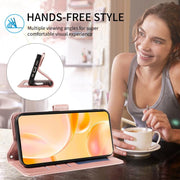 For Motorola Edge 50 Fusion 5G Embossed Heart Dog RFID Blocking Wallet Leather Phone Case(Rose Gold)