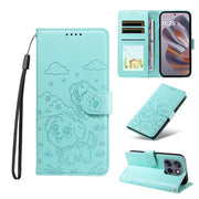 For Motorola Edge 50 Neo 5G Embossed Heart Dog RFID Blocking Wallet Leather Phone Case(Green)
