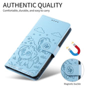 For Motorola Edge 50 Ultra 5G Embossed Heart Dog RFID Blocking Wallet Leather Phone Case(Sky Blue)