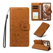 For Motorola Edge 50 Ultra 5G Embossed Heart Dog RFID Blocking Wallet Leather Phone Case(Brown)