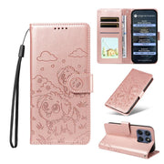 For Motorola Edge 60 Fusion 5G / 60 Pro Embossed Heart Dog RFID Blocking Wallet Leather Phone Case(Rose Gold)