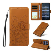 For Motorola Edge 60 Fusion 5G / 60 Pro Embossed Heart Dog RFID Blocking Wallet Leather Phone Case(Brown)