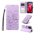 For Motorola Moto G04 / G24 / E14 Embossed Heart Dog RFID Blocking Wallet Leather Phone Case(Purple) - free shipping - PMC TechLife - Order now!