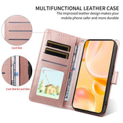 For Motorola Moto G05 / E15 Embossed Heart Dog RFID Blocking Wallet Leather Phone Case(Rose Gold)