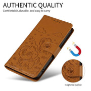 For Motorola Moto G05 / E15 Embossed Heart Dog RFID Blocking Wallet Leather Phone Case(Brown)
