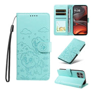 For Motorola Moto G15 / G15 Power Embossed Heart Dog RFID Blocking Wallet Leather Phone Case(Green)