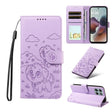 For Motorola Moto G56 5G / G66j Embossed Heart Dog RFID Blocking Wallet Leather Phone Case(Purple) - free shipping - PMC TechLife - Order now!