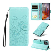 For Motorola Moto G75 5G Embossed Heart Dog RFID Blocking Wallet Leather Phone Case(Green)