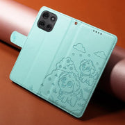 For Motorola Moto G75 5G Embossed Heart Dog RFID Blocking Wallet Leather Phone Case(Green)