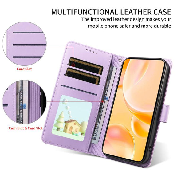 For Motorola Moto G75 5G Embossed Heart Dog RFID Blocking Wallet Leather Phone Case(Purple)