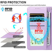 For Motorola Moto G75 5G Embossed Heart Dog RFID Blocking Wallet Leather Phone Case(Purple)