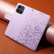 For Motorola Moto G75 5G Embossed Heart Dog RFID Blocking Wallet Leather Phone Case(Purple)