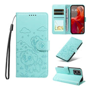 For Motorola Moto G85 5G Embossed Heart Dog RFID Blocking Wallet Leather Phone Case(Green)