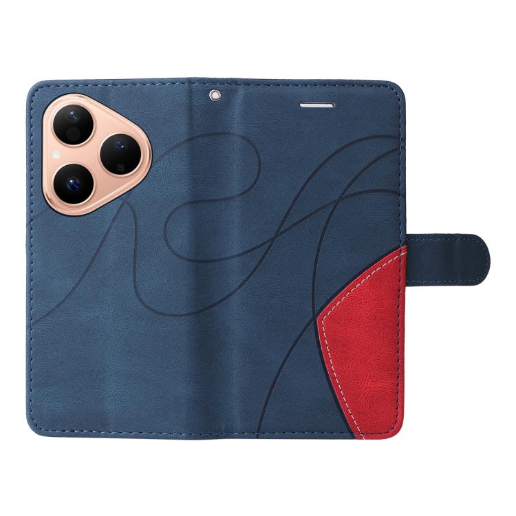 For Huawei Pura 80 5G Dual-color Splicing Flip Leather Phone Case(Blue)