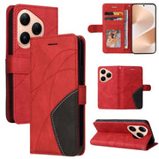 For Huawei Pura 80 5G Dual-color Splicing Flip Leather Phone Case(Red)