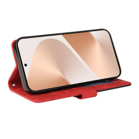 For Huawei Pura 80 5G Dual-color Splicing Flip Leather Phone Case(Red)