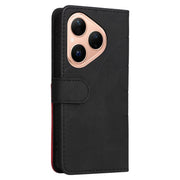 For Huawei Pura 80 5G Dual-color Splicing Flip Leather Phone Case(Black)