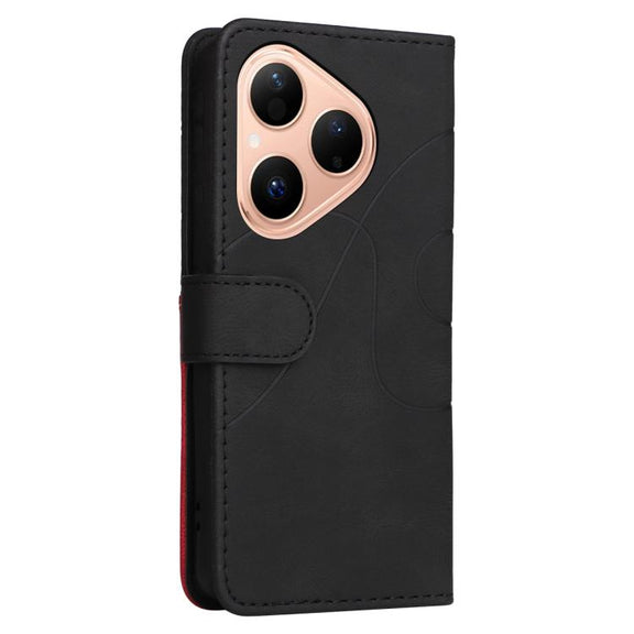 For Huawei Pura 80 5G Dual-color Splicing Flip Leather Phone Case(Black)