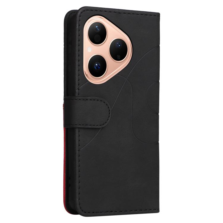 For Huawei Pura 80 5G Dual-color Splicing Flip Leather Phone Case(Black)