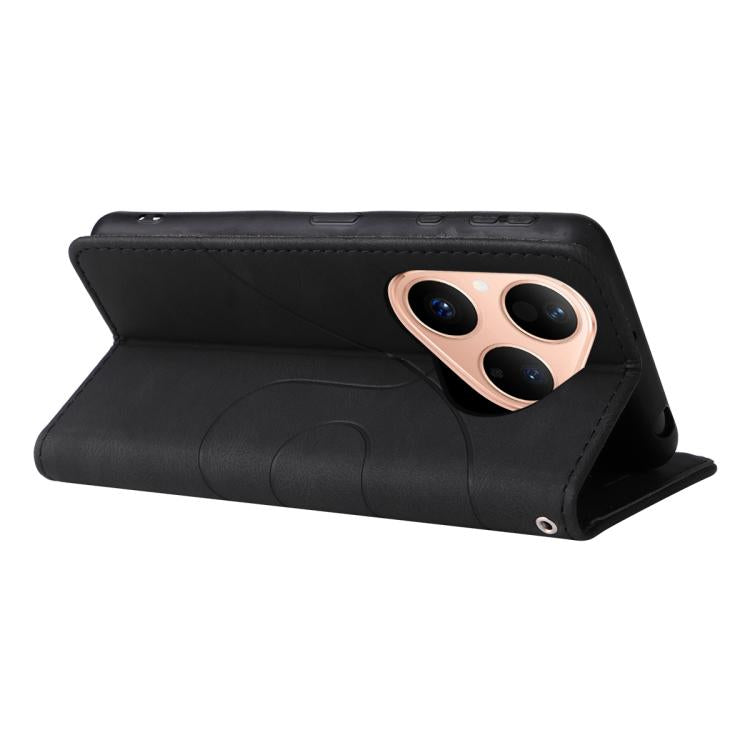 For Huawei Pura 80 5G Dual-color Splicing Flip Leather Phone Case(Black)