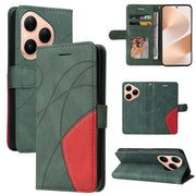 For Huawei Pura 80 5G Dual-color Splicing Flip Leather Phone Case(Green)
