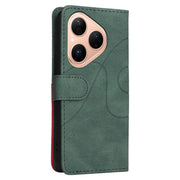 For Huawei Pura 80 5G Dual-color Splicing Flip Leather Phone Case(Green)