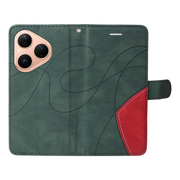 For Huawei Pura 80 5G Dual-color Splicing Flip Leather Phone Case(Green)