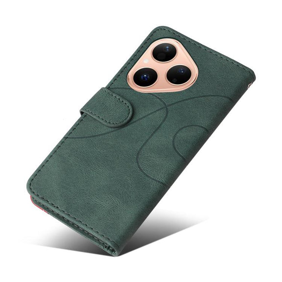 For Huawei Pura 80 5G Dual-color Splicing Flip Leather Phone Case(Green)