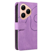 For Huawei Pura 80 5G Dual-color Splicing Flip Leather Phone Case(Purple)