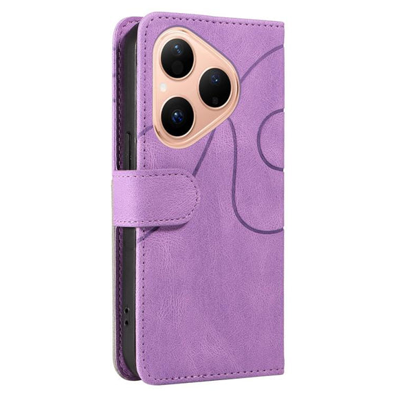 For Huawei Pura 80 5G Dual-color Splicing Flip Leather Phone Case(Purple)