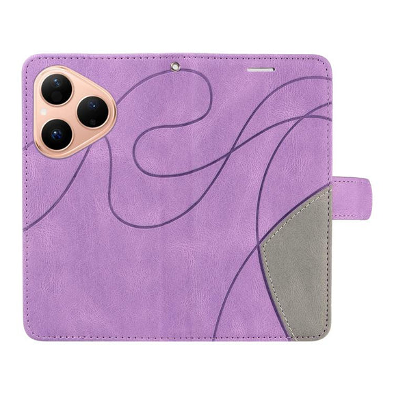 For Huawei Pura 80 5G Dual-color Splicing Flip Leather Phone Case(Purple)