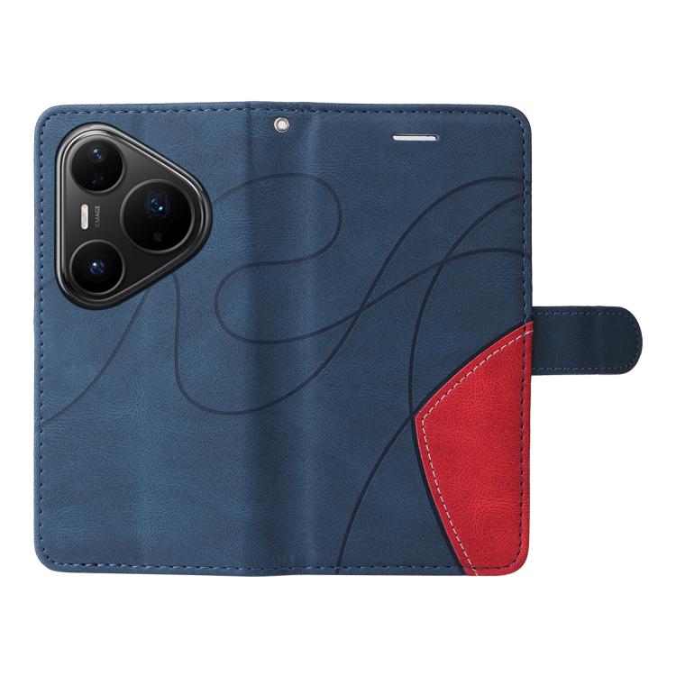 For Huawei Pura 80 Pro 5G Dual-color Splicing Flip Leather Phone Case(Blue)