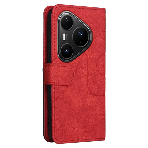 For Huawei Pura 80 Pro 5G Dual-color Splicing Flip Leather Phone Case(Red)