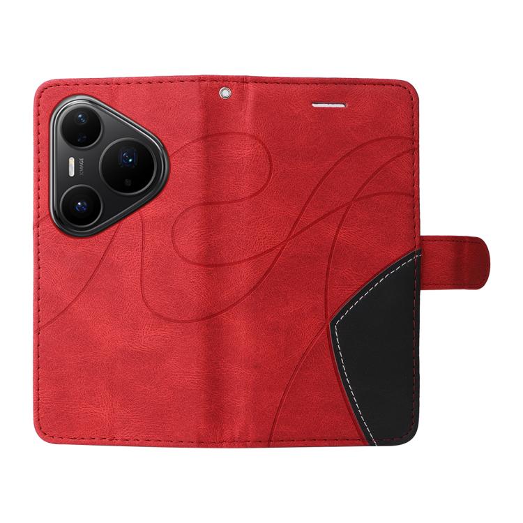 For Huawei Pura 80 Pro 5G Dual-color Splicing Flip Leather Phone Case(Red)