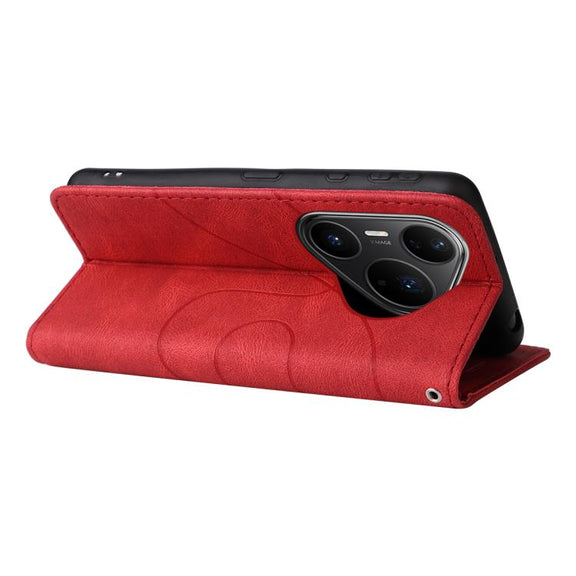 For Huawei Pura 80 Pro 5G Dual-color Splicing Flip Leather Phone Case(Red)