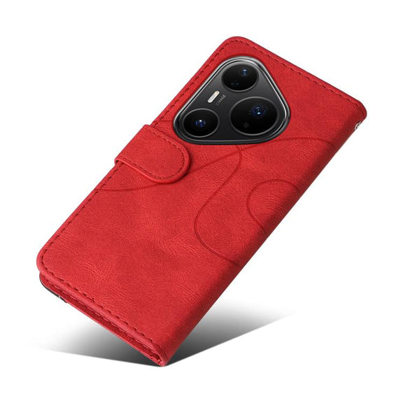 For Huawei Pura 80 Pro 5G Dual-color Splicing Flip Leather Phone Case(Red)