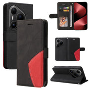 For Huawei Pura 80 Pro 5G Dual-color Splicing Flip Leather Phone Case(Black)