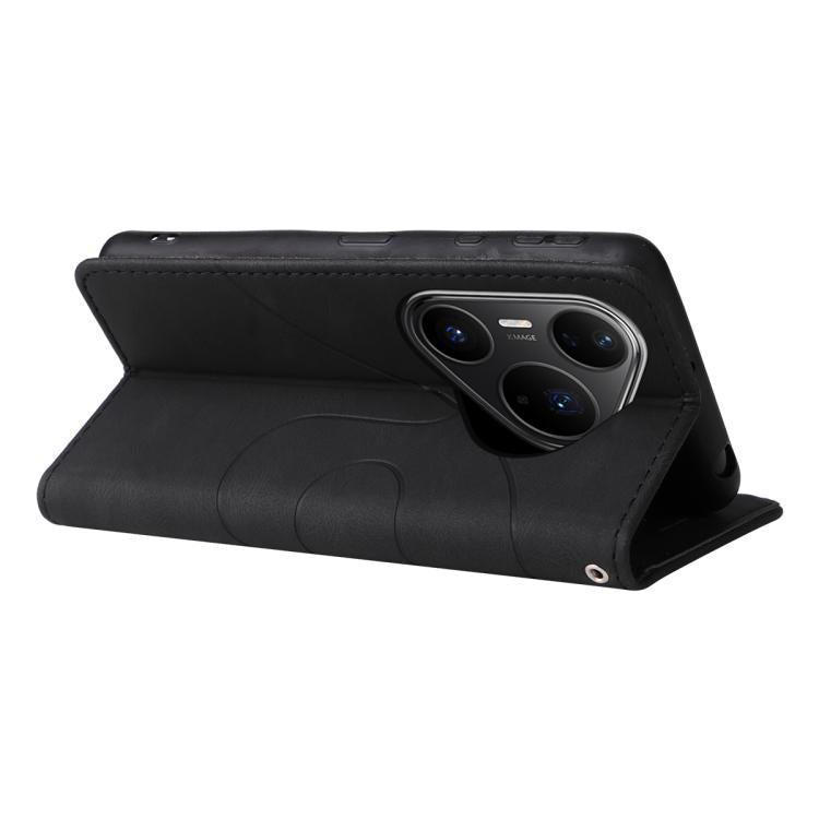 For Huawei Pura 80 Pro 5G Dual-color Splicing Flip Leather Phone Case(Black)