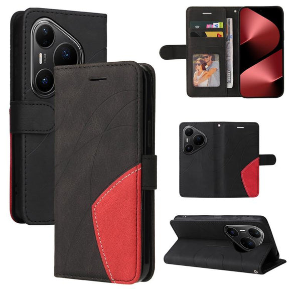 For Huawei Pura 80 Pro 5G Dual-color Splicing Flip Leather Phone Case(Black)