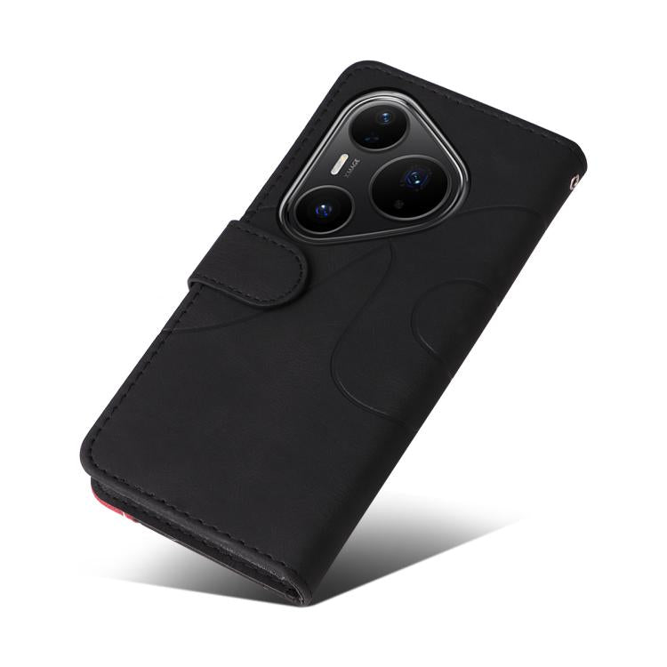 For Huawei Pura 80 Pro 5G Dual-color Splicing Flip Leather Phone Case(Black)