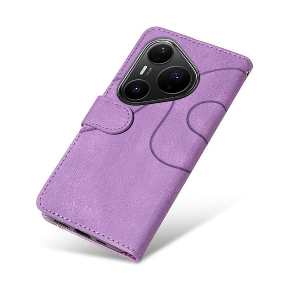 For Huawei Pura 80 Pro 5G Dual-color Splicing Flip Leather Phone Case(Purple)