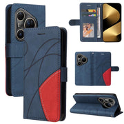 For Huawei Pura 80 Ultra 5G Dual-color Splicing Flip Leather Phone Case(Blue)