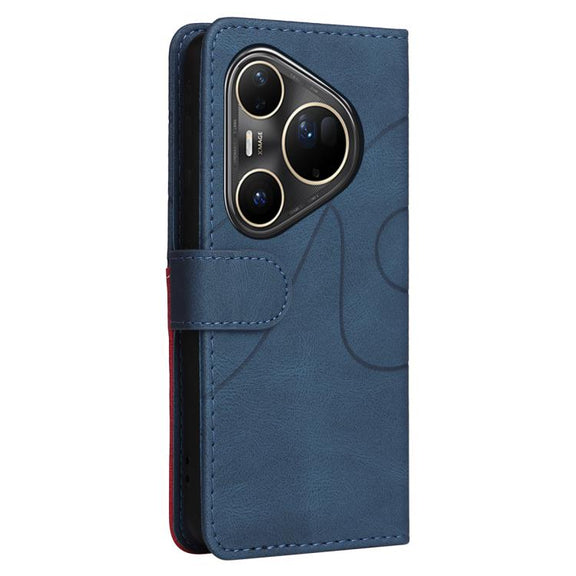 For Huawei Pura 80 Ultra 5G Dual-color Splicing Flip Leather Phone Case(Blue)