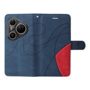 For Huawei Pura 80 Ultra 5G Dual-color Splicing Flip Leather Phone Case(Blue)