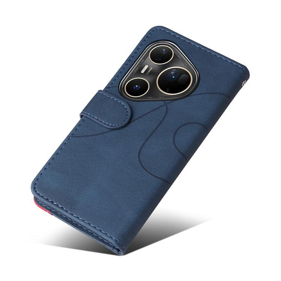For Huawei Pura 80 Ultra 5G Dual-color Splicing Flip Leather Phone Case(Blue)