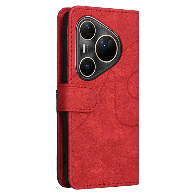 For Huawei Pura 80 Ultra 5G Dual-color Splicing Flip Leather Phone Case(Red)