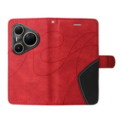 For Huawei Pura 80 Ultra 5G Dual-color Splicing Flip Leather Phone Case(Red)