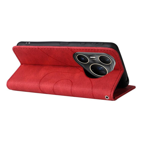 For Huawei Pura 80 Ultra 5G Dual-color Splicing Flip Leather Phone Case(Red)